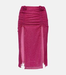 Oseree OsÃ©ree LumiÃ¨re Rose ruched midi skirt