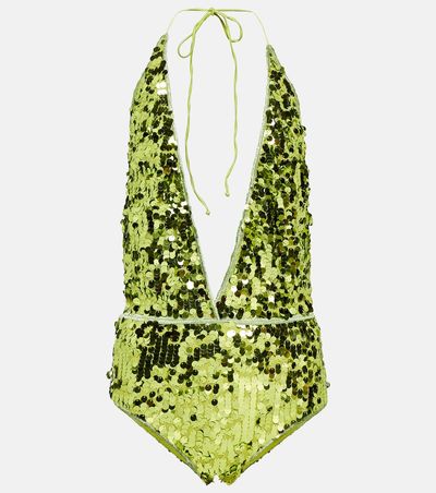 Oseree Oséree Sequined halterneck swimsuit