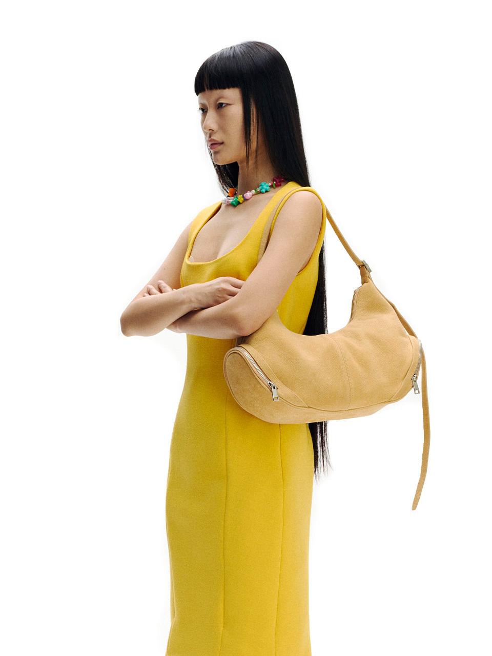 OSOI Leather Asymmetrical Cargo Hobo Bag [Nubuck Caramel]