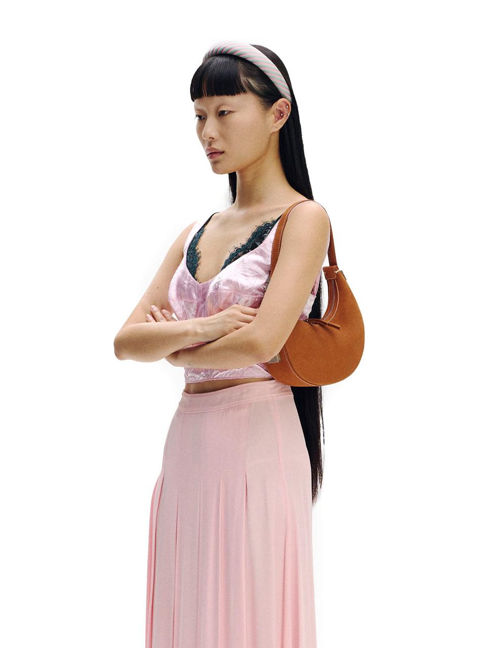 OSOI Leather Curved Mini Bag [NUBUCK TAN]