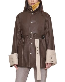 Ossou Ossou Asha Cotton Belted Snap Front Coat