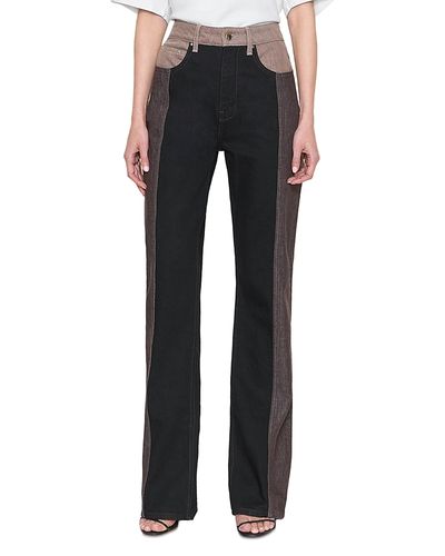 Ossou Ossou Jane Bootcut Slit Hem Cotton Jeans in Dusk/Sorrel/Rye Wash