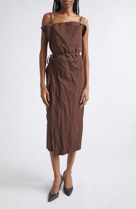 OSSOU OSSOU Shore Apron Wrap Midi Dress