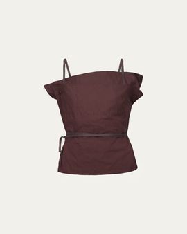 Ossou Sienna Cotton Twill Ribbon Tie Top