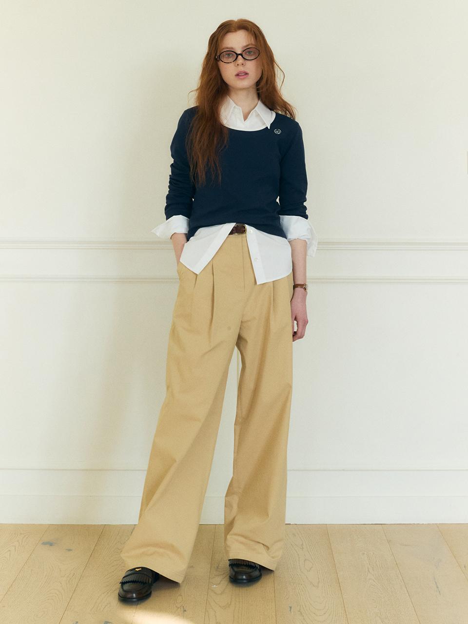 OSTKAKA Cotton Wide Leg Chino Pants - 2colors