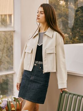 OSTKAKA Fello Vegan Leather Zip-up Jumper - Vanilla Cream