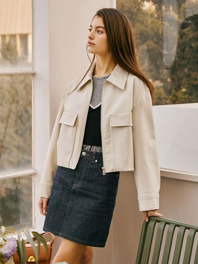 OSTKAKA Fello Vegan Leather Zip-up Jumper - Vanilla Cream