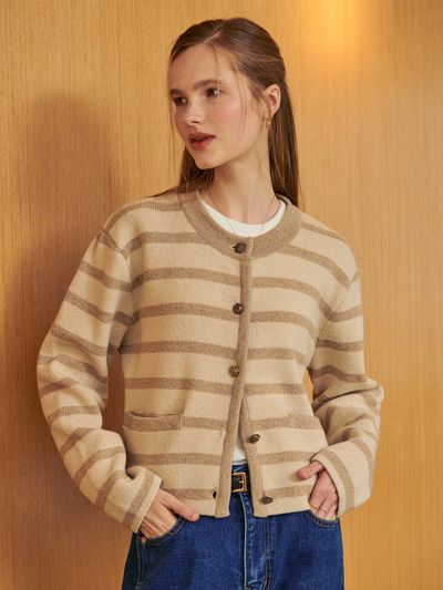 OSTKAKA Isabel Lambs Wool Cardigan _ Natural Beige