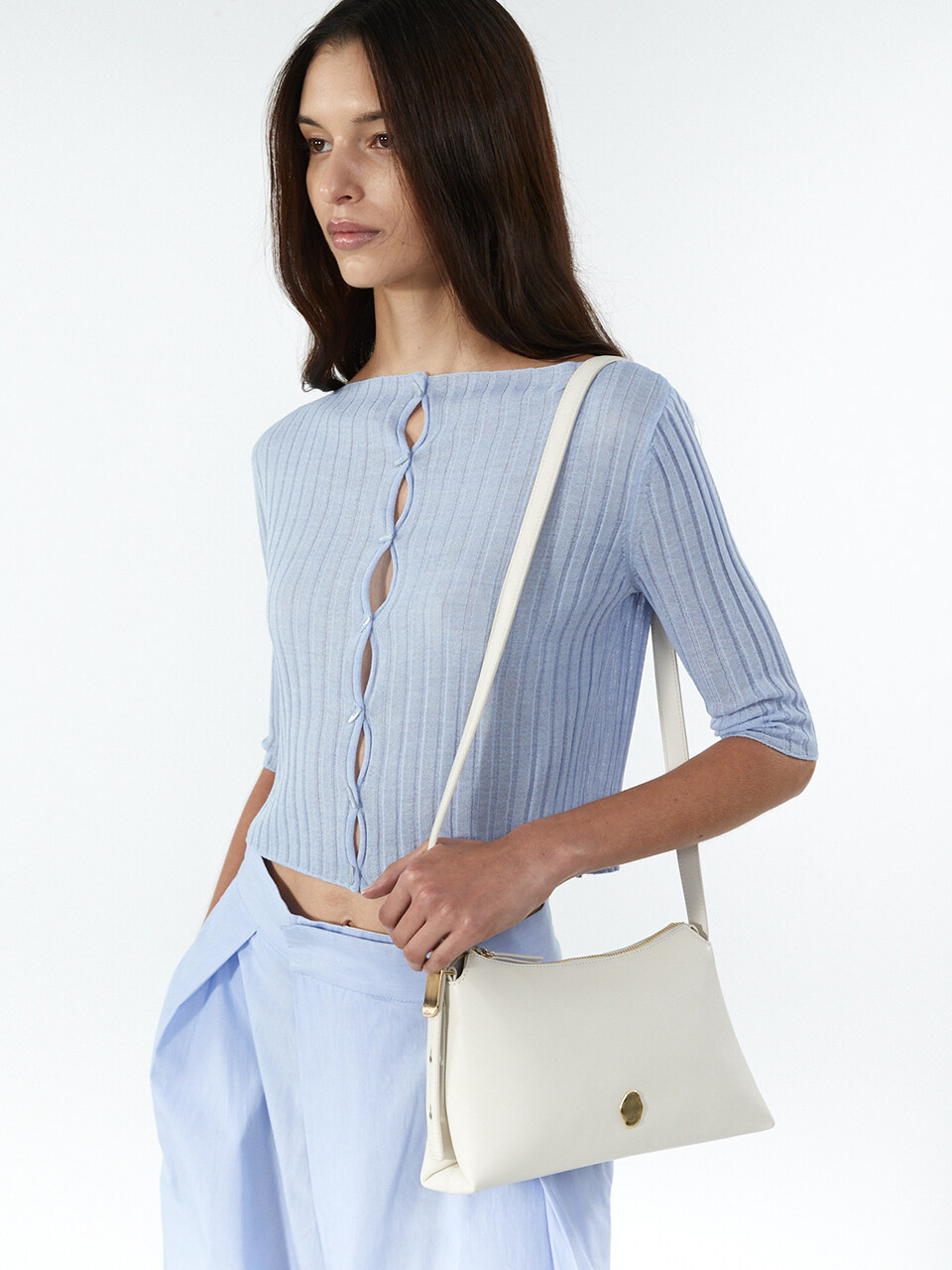 OSTKAKA Knot Pound Crossbody Bag - Cream