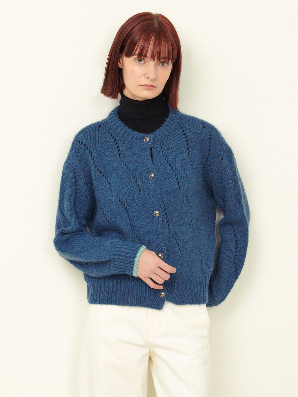 OSTKAKA Shio Wool Knit Cardigan - Artic Blue