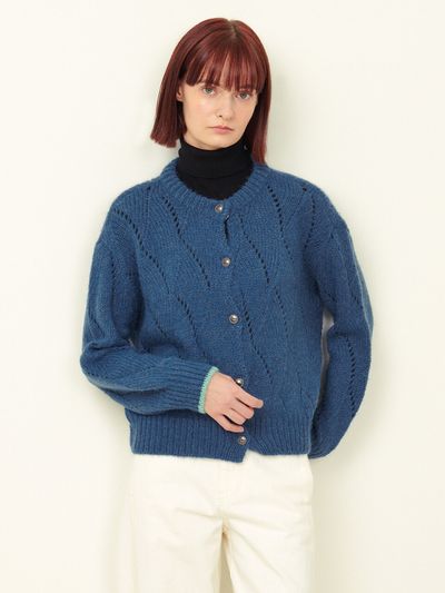 OSTKAKA Shio Wool Knit Cardigan - Artic Blue