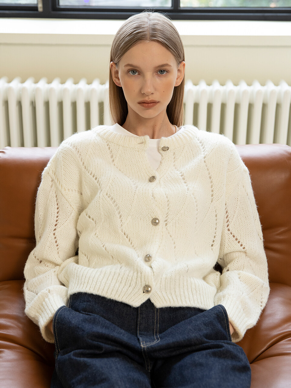 OSTKAKA Shio Wool Knit Cardigan - White Dove