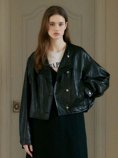 OTHEMENT by vocavaca Crop Double Leather Jacket (VC2512JK101M)