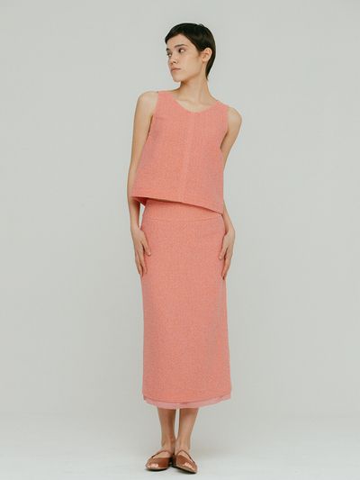 OTHEMENT by vocavaca Della Spangle Tweed Skirt _Pink