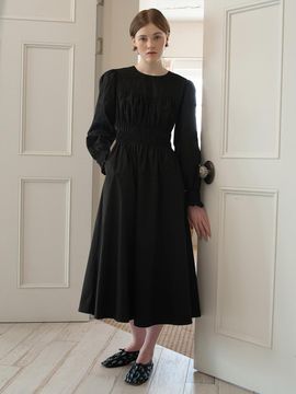 OTHEMENT by vocavaca Embroidery Smocked Dress
