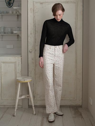 OTHEMENT by vocavaca Flower Print Denim Pants