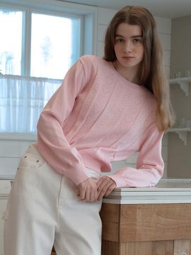 OTHEMENT by vocavaca Heart Crochet Knit Sweater - 2colors
