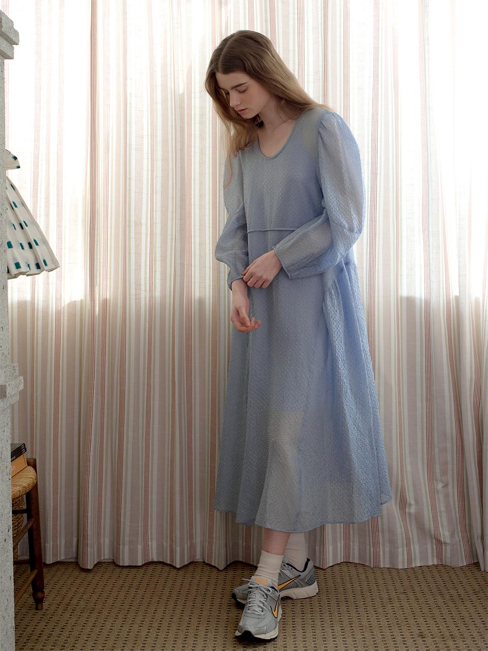 OTHEMENT by vocavaca Layered Sheer Volume Dress - Blue
