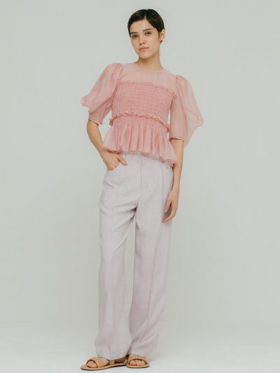 OTHEMENT by vocavaca Loose Fit Double Stitch Slacks _Lilac