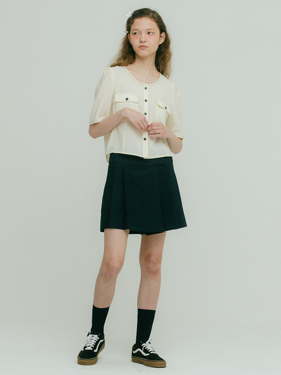 OTHEMENT by vocavaca Low Rise Wrap Culotte Pants_Navy