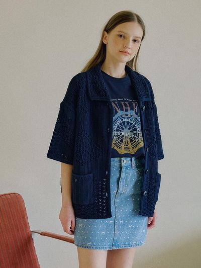 OTHEMENT by vocavaca Oversized Fit Crochet Cardigan - 2colors