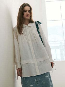 OTHEMENT by vocavaca Round Collar Pin-tuck Cotton-Nylon Blouse (VC2512BL102M)