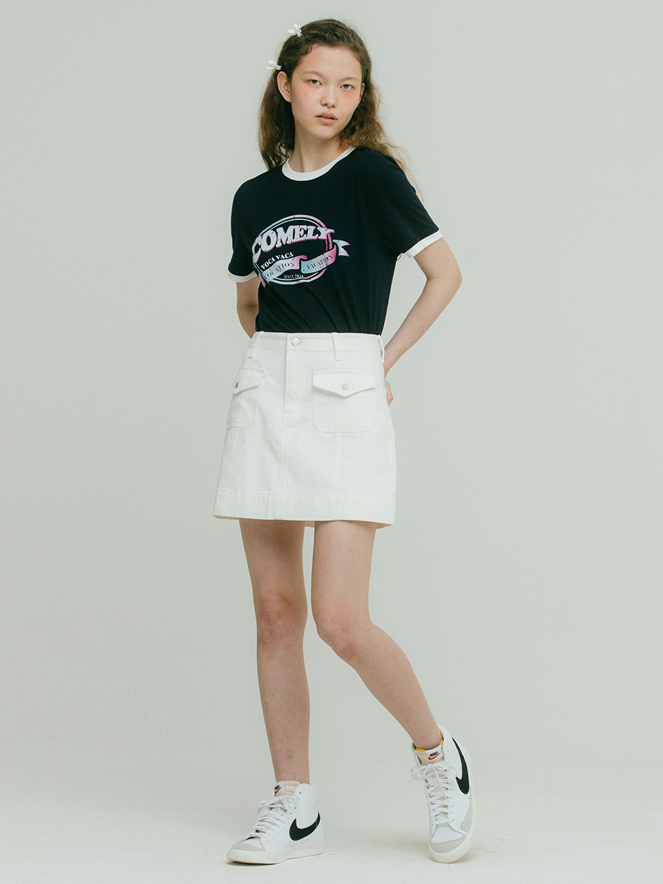 OTHEMENT by vocavaca Snap Pocket Mini Skirt_White