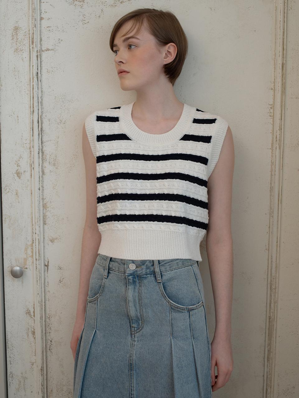 OTHEMENT by vocavaca Striped Knit Vest - Navy