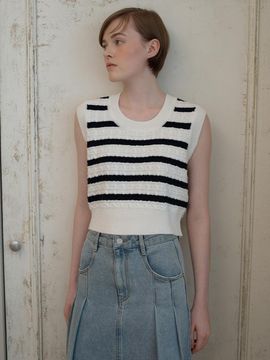 OTHEMENT by vocavaca Striped Knit Vest - Navy