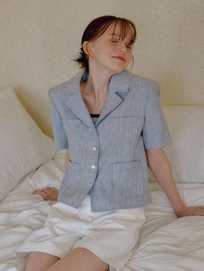OTHEMENT by vocavaca Summer Herringbone Single Breasted Jacket