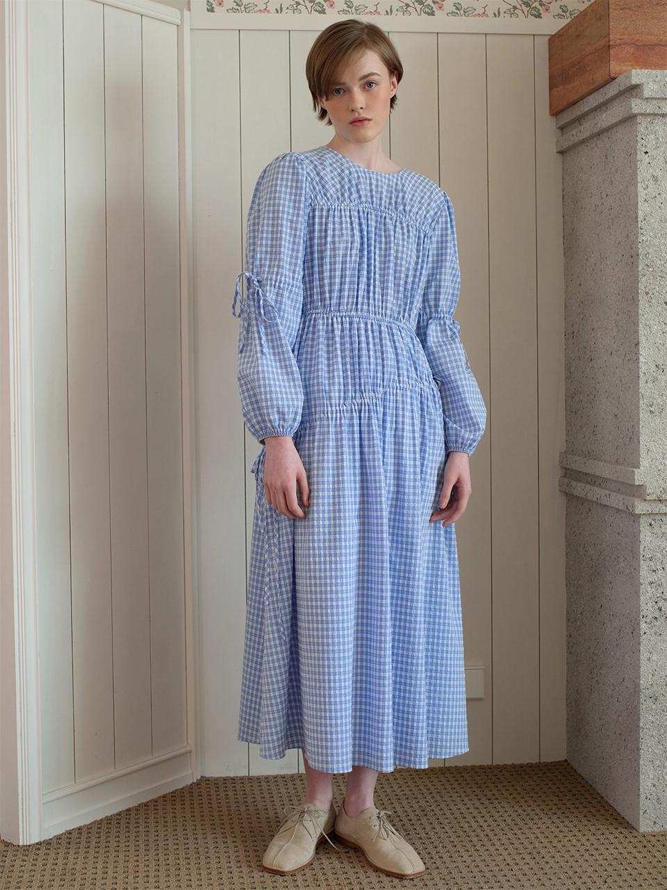 OTHEMENT by vocavaca Tie Up Plaid Dress - Blue
