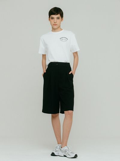 OTHEMENT by vocavaca Twill Tuck Bermuda Pants _Black
