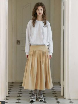 OTHEMENT by vocavaca Yoke Shirring Flare Cotton-blend Panel skirt (VC2512SK101M)