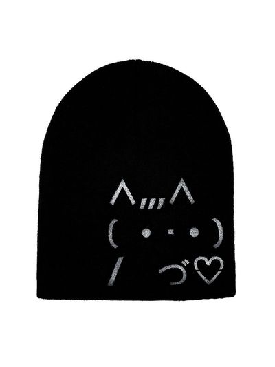 OTHER-worldly Cat Emoji Beanie [Black]