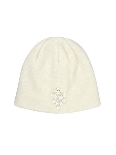 OTHER-worldly Drop Beads Soft Wool Short Beanie [Ivory]