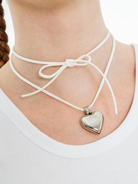 OTHER-worldly Heart Surgical Pendant Necklace [WHITE Suede]