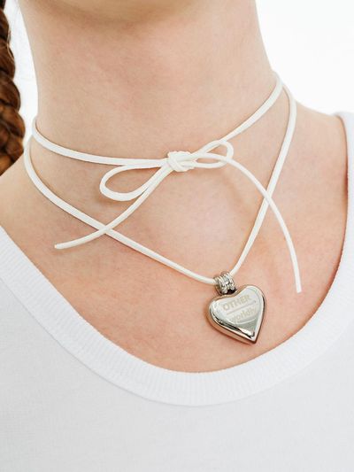 OTHER-worldly Heart Surgical Pendant Necklace [WHITE Suede]