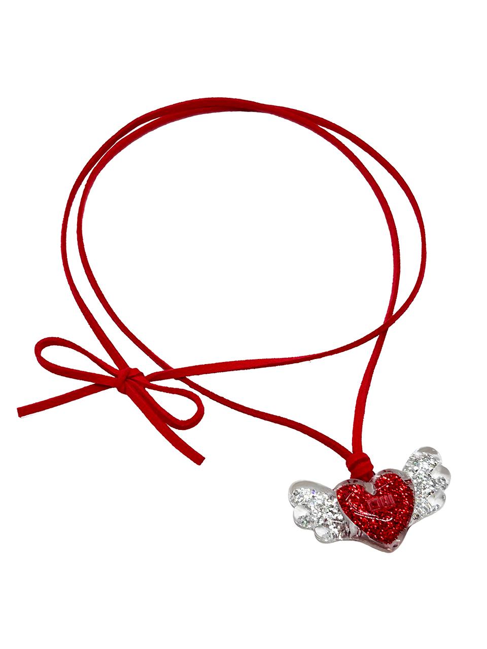 OTHER-worldly Heart Wings Pendant Necklace [RED]