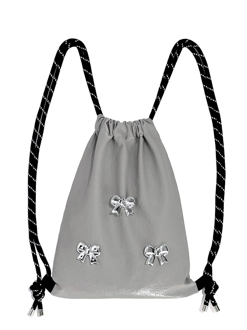 OTHER-worldly Silver Ribbon Gym Sack Backpack [Gray]