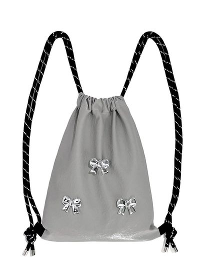 OTHER-worldly Silver Ribbon Gym Sack Backpack [Gray]