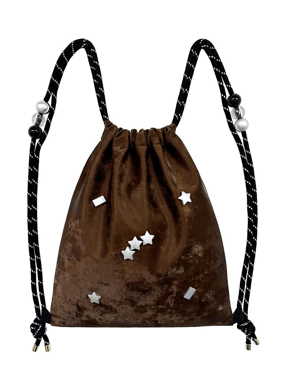 OTHER-worldly Silver Star Gym Sack Backpack [BROWN]