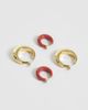 & Other Stories & Other Stories 2-pack stackable hoop earrings in coral and gold-Multi - 4