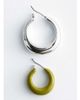 & Other Stories & Other Stories 2-pack stackable hoop earrings in green and silver-Multi - 3