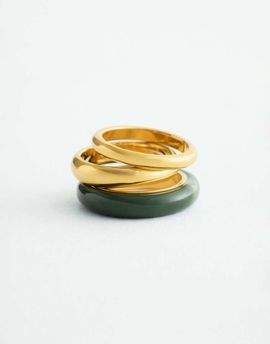& Other Stories & Other Stories 3 pack twisted ring set in gold tone & brown
