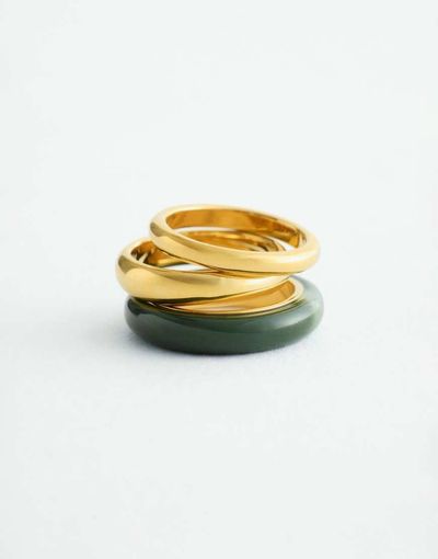 & Other Stories & Other Stories 3 pack twisted ring set in gold tone & brown