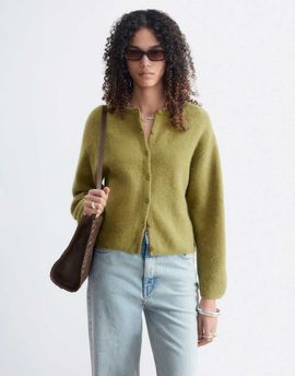& Other Stories & Other Stories alpaca and wool blend cardigan with button front in olive green