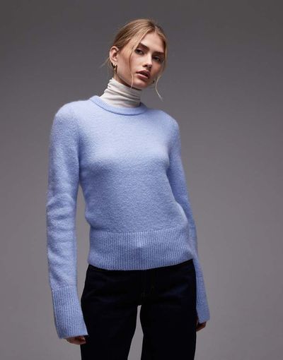& Other Stories & Other Stories alpaca and wool blend crew neck knit sweater in light blue