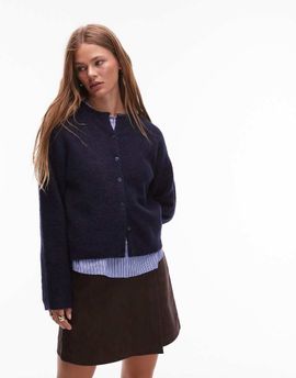 & Other Stories & Other Stories alpaca and wool cardigan with button front in blue-Navy