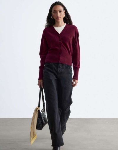 & Other Stories & Other Stories Anja Cut barrel leg jeans with turn up in black