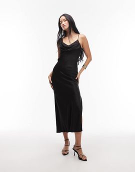 & Other Stories & Other Stories asymmetric cowl neck midi dress in black